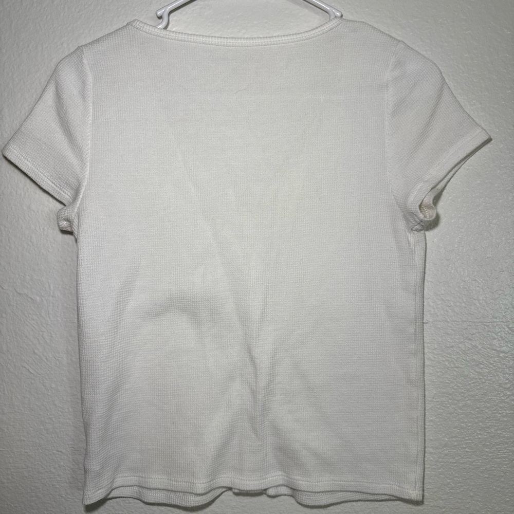 American Eagle Outfitters Cream Button-Down Women's Shirt - Picture 2 of 5